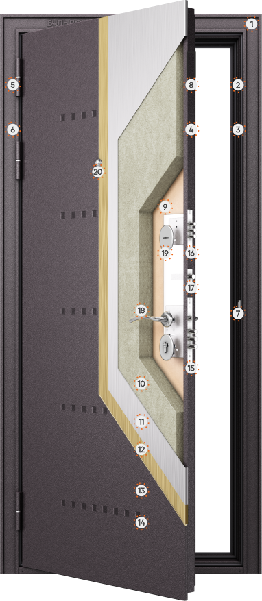 Конструкция входных дверей Бульдорс Mass 90